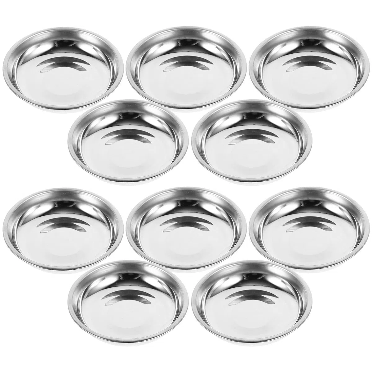 Platos de Acero Inoxidable Redondos para Tapas y Aperitivos 10 Piezas 8 CM Duraderos para Uso en Hostelería y Casa