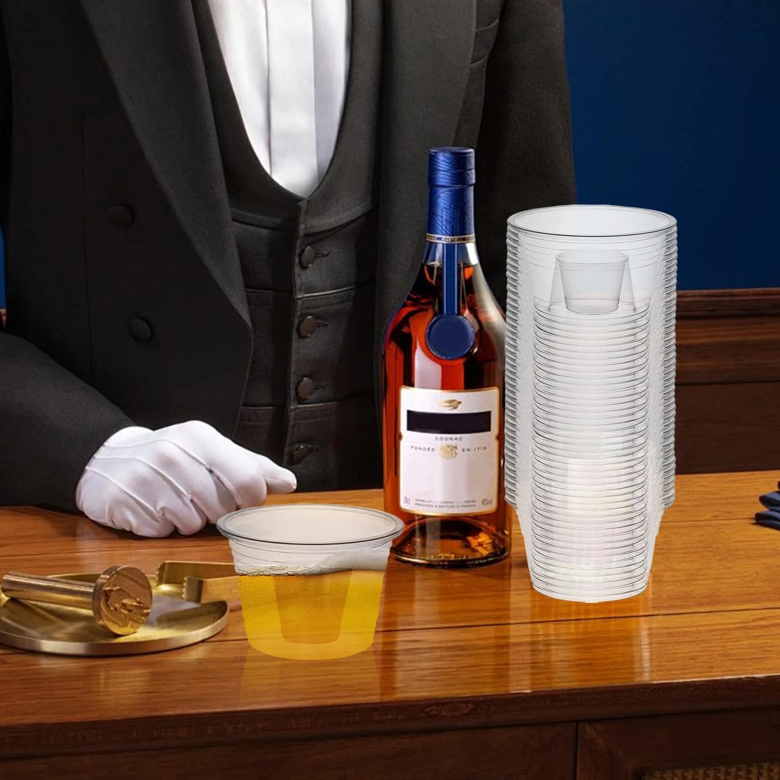 Vasos de Plástico Desechables 100 Piezas Copas Vino Plastico Resistentes y Reutilizables 175+25ml Ideal para Fiesta Pícnics Bodas Cumpleaños y Navidad