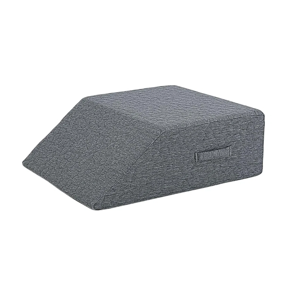 Almohada de espuma viscoelástica para piernas con cuña para soporte de tobillo y respaldo, cojín ergonómico con asa, 23.62 x 19.69 x 7.87 pulgadas, color gris oscuro