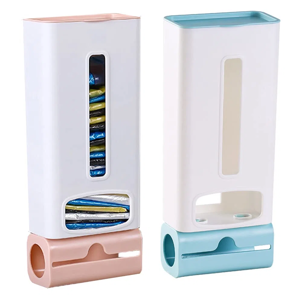 2 Piezas Soporte de Pared de Plástico Dispensador Bolsa, Dispensador de Bolsas Cocina, Organizador de Bolsas de Basura, para Bolsas de Plástico Bolsas de Basura Accesorios de Cocina (con 2 Adhesivos)