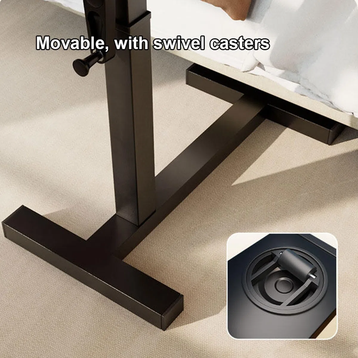 Altura Ajustable Mesa auxiliares Cama sofá,Mesa Ordenador portatil pequeña con Ruedas,Mesa for Comer en Dormitorio camao,para Salón Sofá Oficina Mesa de Comer Médica Hospital(60 * 40CM/24 * 16IN)