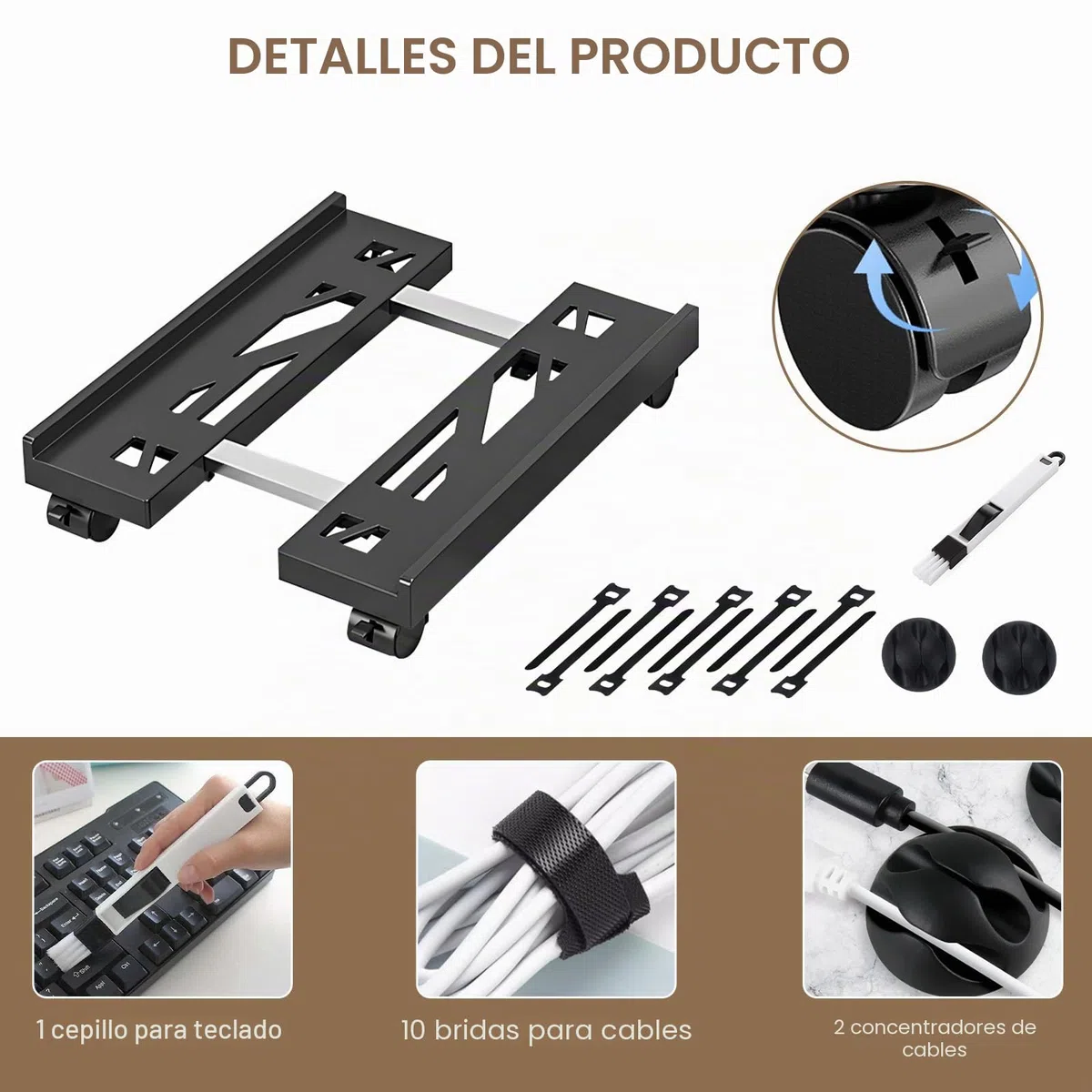Soporte para CPU, Soporte Móvil Ajustable para CPU y Torre de PC con 4 Ruedas Giratorias con Bloqueo - Ajustable(20-30cm), Soporta hasta 30kg, Ideal para Hogar, Oficina y Estación de Gaming