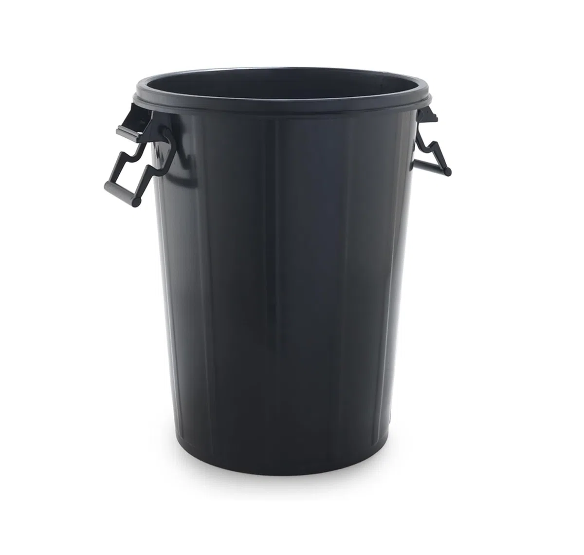 Cubo de Basura de 100 Litros con Asas Reforzadas, Plástico Resistente Negro, Ideal para Espacios Comunitarios, Jardines y Exteriores (Sin Tapa)