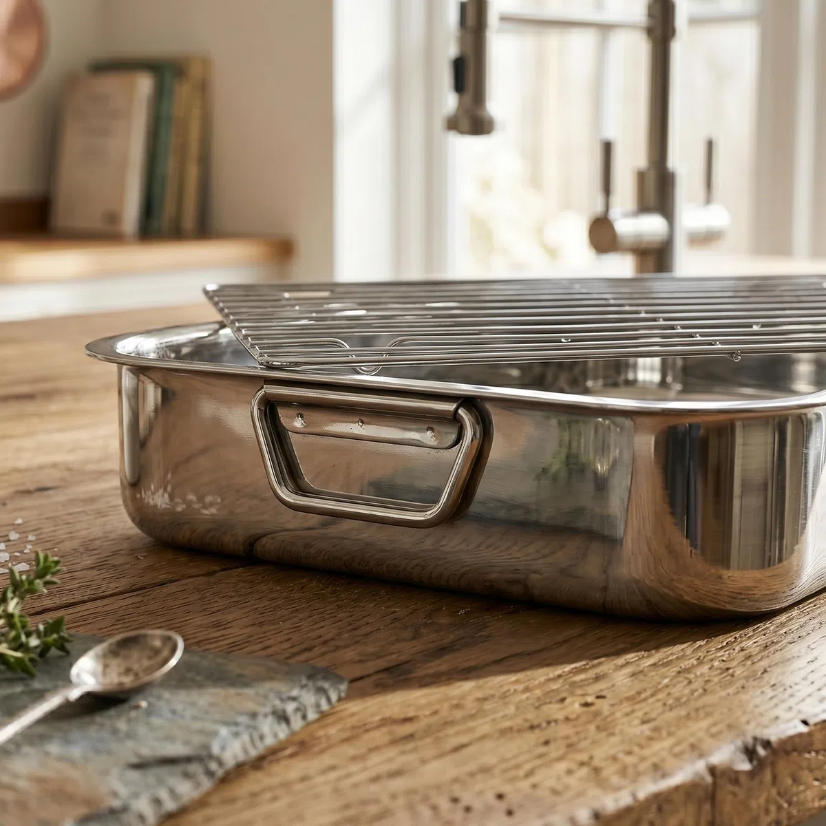 Menax - Bandeja Horno Universal Acero Inoxidable - Fuente para Horno con Rejilla - Bandejas Acero Inoxidable para Horno - Rustidera de Horno con Rejilla Inox - 40 cm