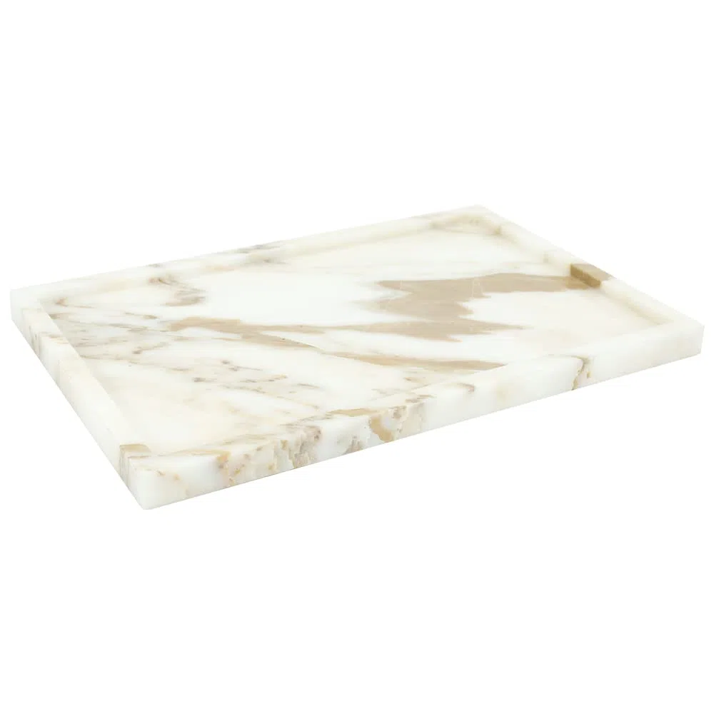 Bandeja de Servir de mármol 100% Natural, Bandeja de Almacenamiento de mármol de Viola de Calaccata para decoración del hogar, Bandeja de Piedra para baño/Cocina/tocador/Soporte de Platos para