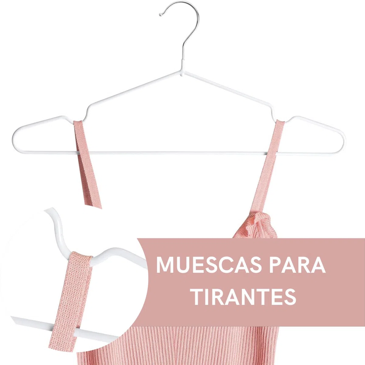 KROWN - Perchas Metálicas Blancas Antideslizantes, Resistentes y Duraderas para Chaquetas, Pantalones y Blusas (48, Blanco)