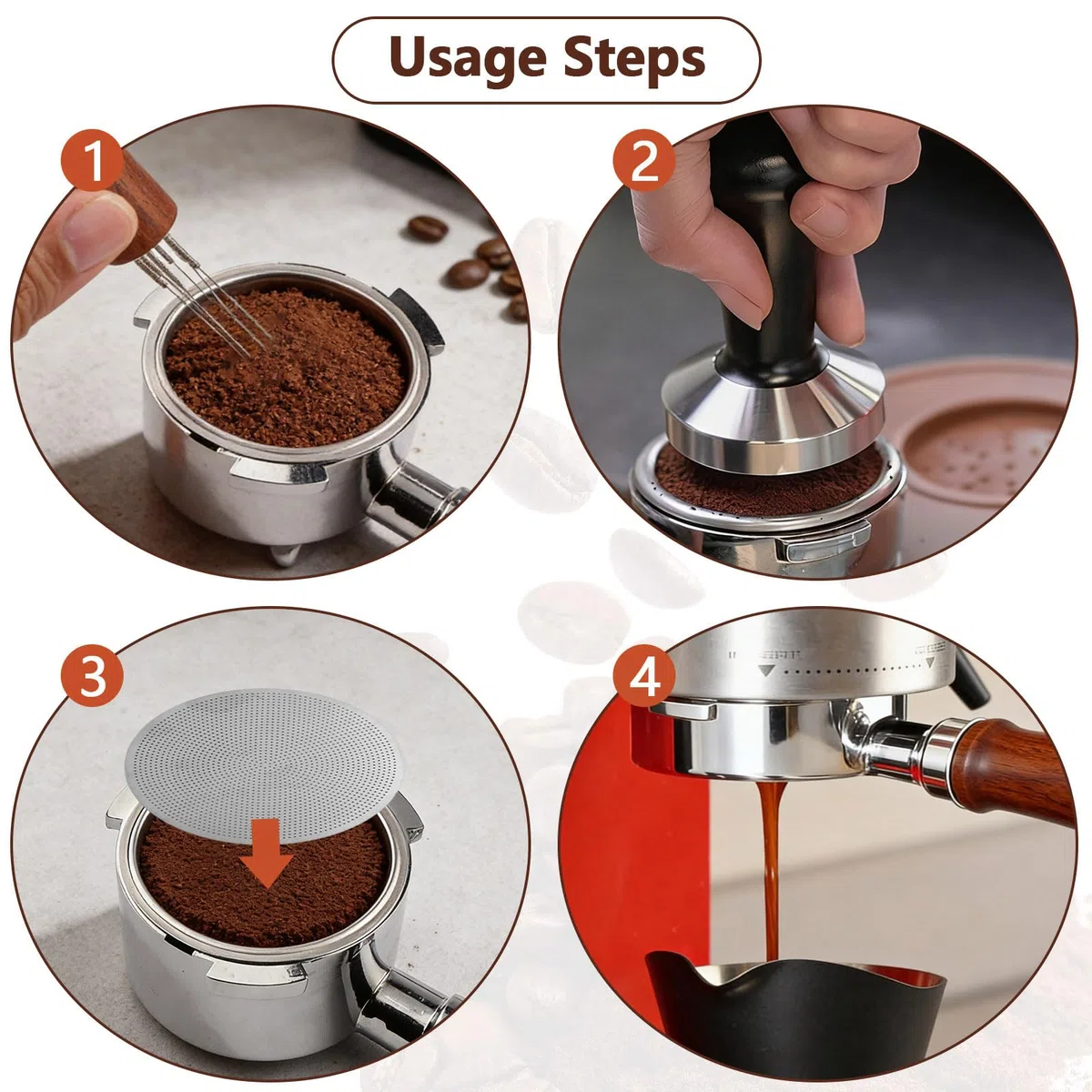 Portafiltro sin Fondo de 51 mm con 3 orejas, Compatible con DeLonghi Dedica EC680/EC685, SMEG y EUPA, Mango de madera de nogal con cesta de acero inoxidable, distribuidor de agujas