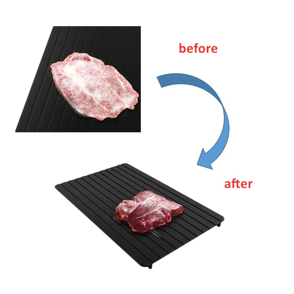 Bandejas de Descongelación Engrosado con Soportes, Hasta 10x Plato de Descongelación Rápida para Alimentos Congelados, Tamaño 30*20*1,3cm para 2 Bistecs (Tamaño M)