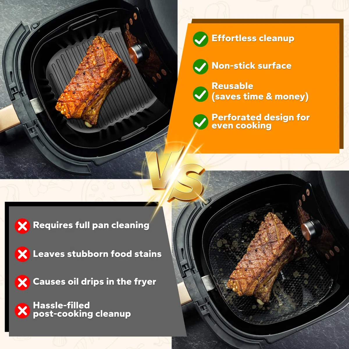 SelfTek 6 Piezas Airfryer Accesorios para Ninja CRISPi FN101EU – con 2 moldes de Silicona, protección contra Salpicaduras, Guantes de Silicona, Alfombrillas de Silicona para Accesorios Ninja Crispi