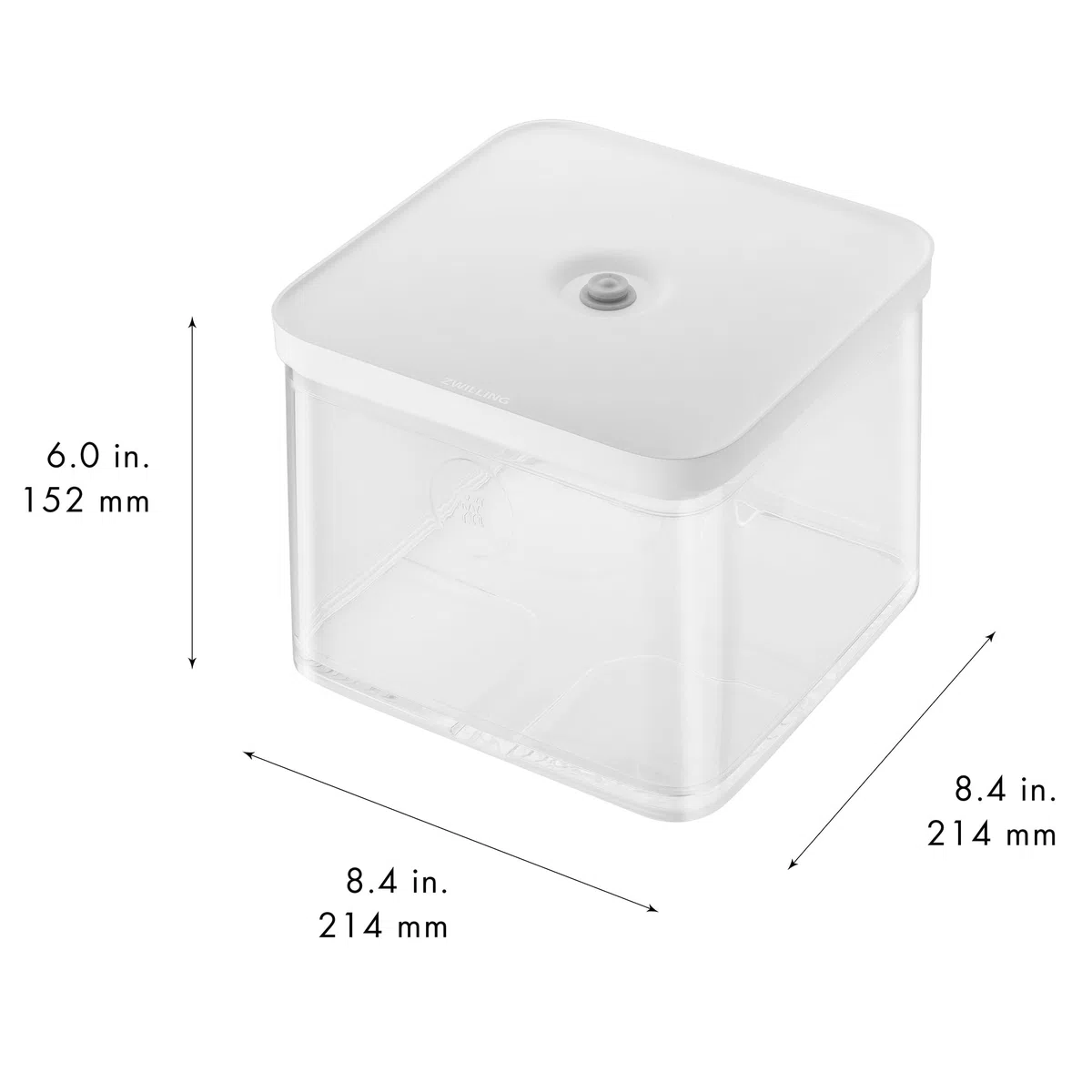 ZWILLING Fresh & Save - Caja de cubo de plástico, contenedor hermético de almacenamiento de alimentos secos, cubo grande alto, contenedor de 2 L, 4.2 cuartos de galón