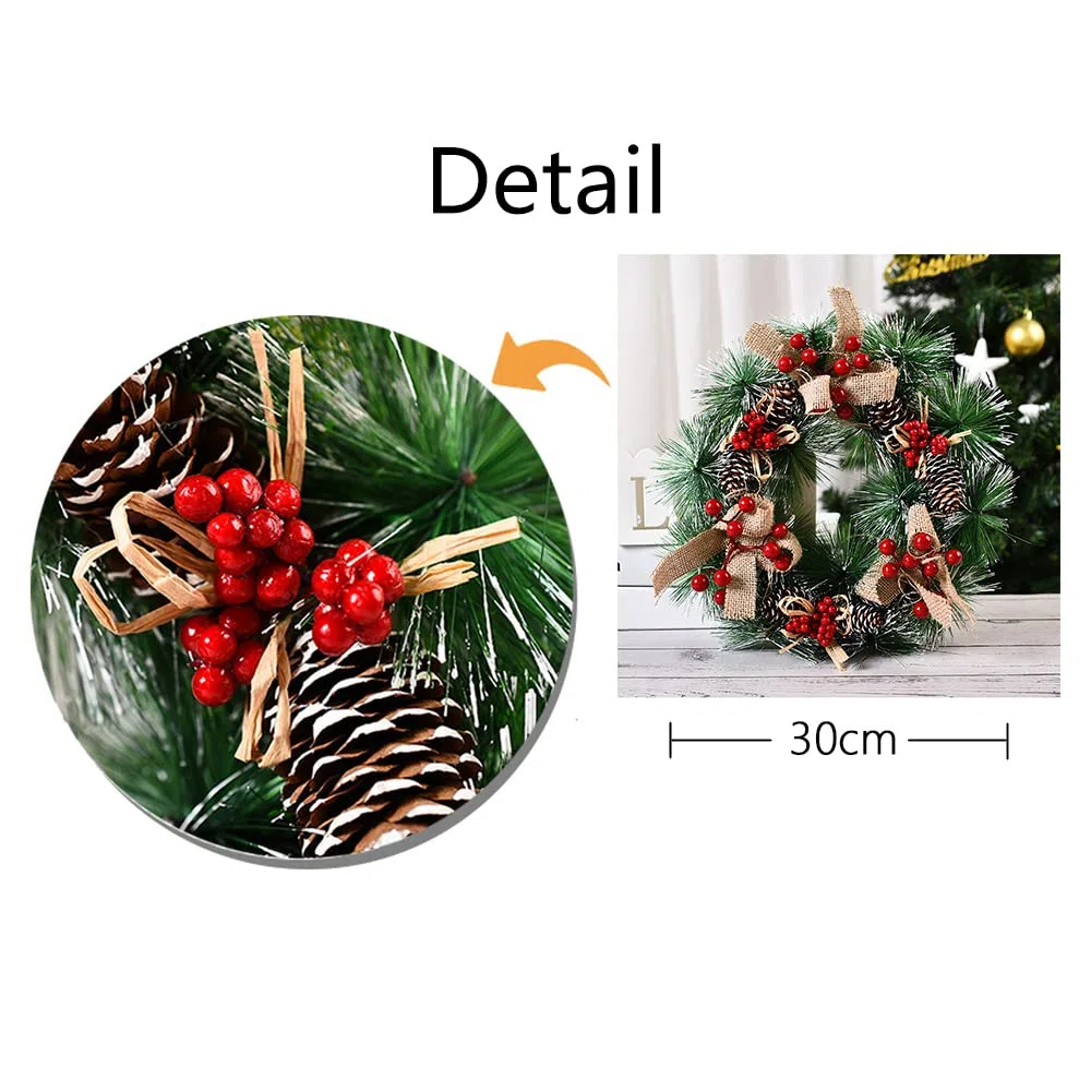 Corona Navidad Puerta 30 Cm, Guirnalda Adorno NavideñO Puerta, Decoracion Puerta Navidad, Corona NavideñA, Adornos Navidad Puerta, DecoracióN NavideñA Puerta