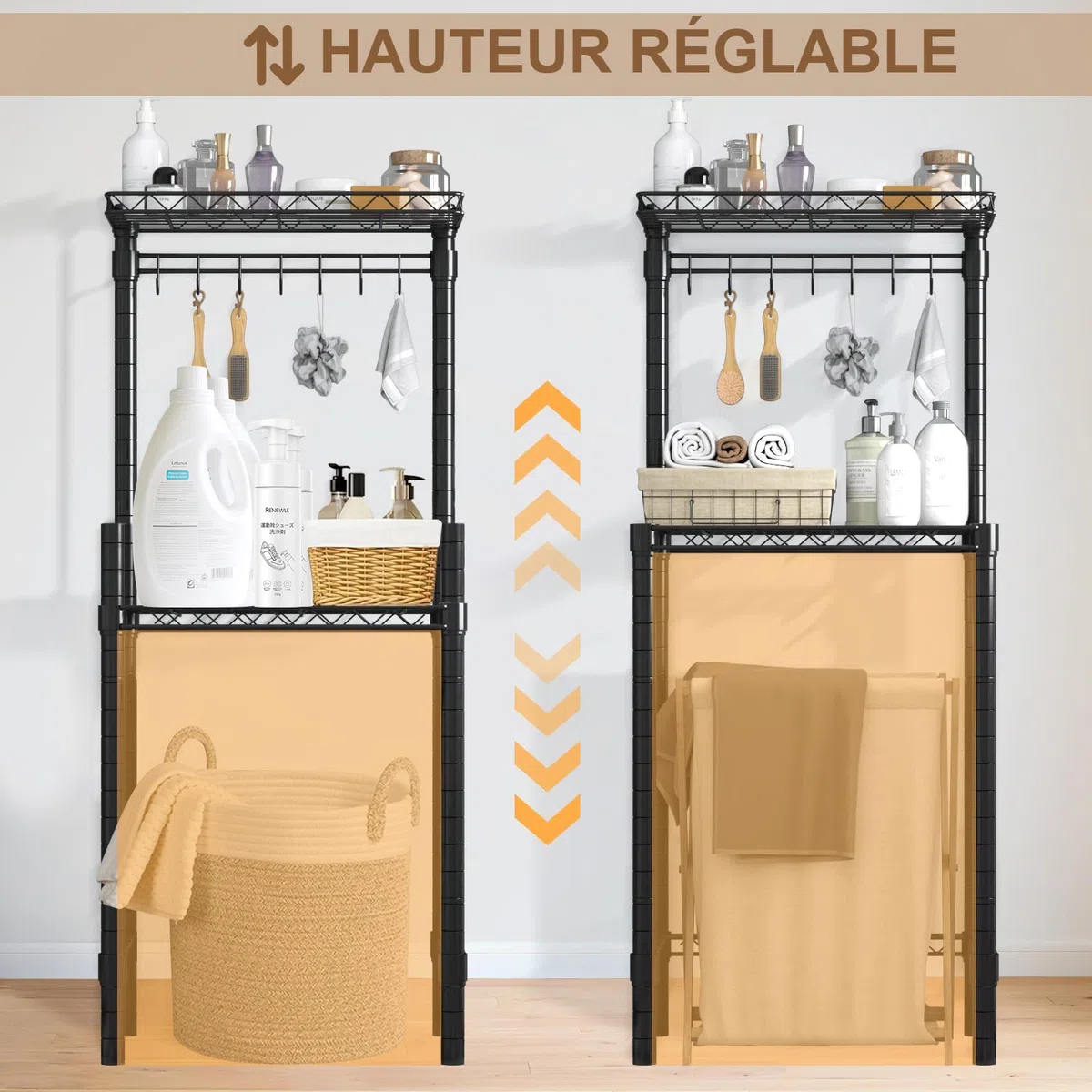 estante de almacenamiento ajustable en altura para nevera y microondas, estante multifuncional metálico para cocinas