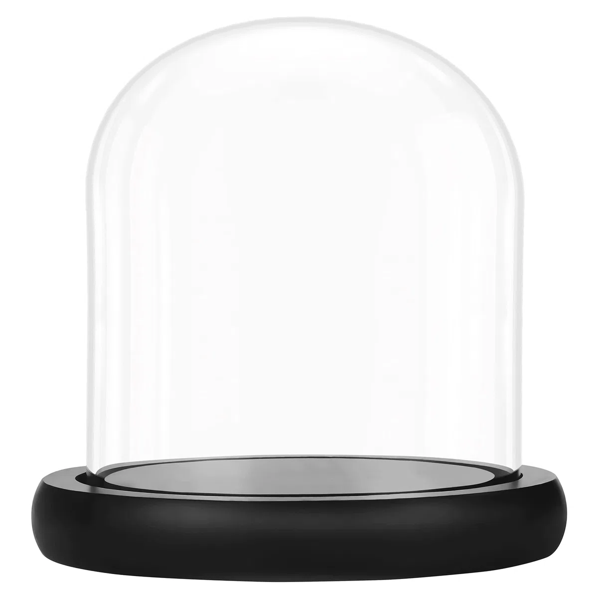 Belle TE 10 cm Campana de Cristal con Base Negra de Madera – Mini Campana de Cristal Transparente para Luces, Plantas, decoración de Mesa