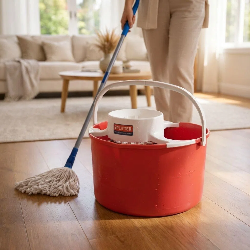 Splitter - Cubo de Limpieza Doble Compartimento | 14L de Capacidad | Separa Agua Limpia y Sucia | Compacto, Fácil de Usar y Profesional | Color Rojo