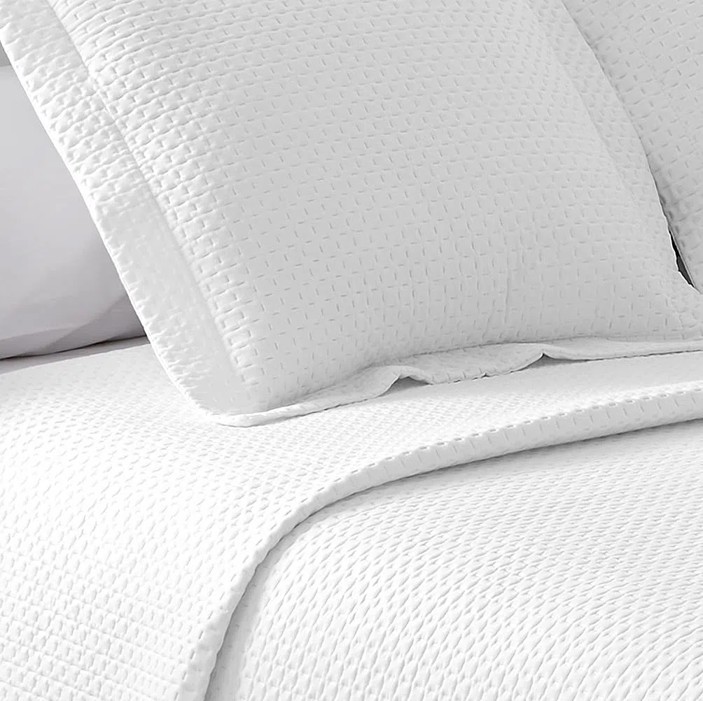 BOHEME | Colcha Reversible de Microfibra Blanca para Cama de 150 | + 2 Fundas de Cojín | 250x270 cm | Ligera y Transpirable | Ideal para Entretiempo