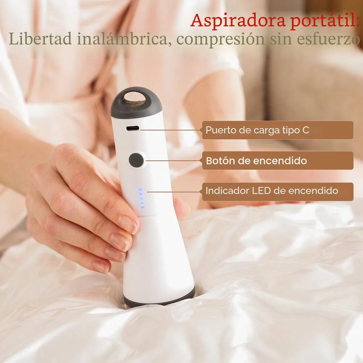 Vacbird Bolsas de Vacío Ropa con Bomba de Vacío Eléctrica Inalámbrica, 12 Bolsas al Vacío para Ropa (4 pequeñas, 4 medianas, 4 grandes), para Guardar Ropa, Ropa de Cama