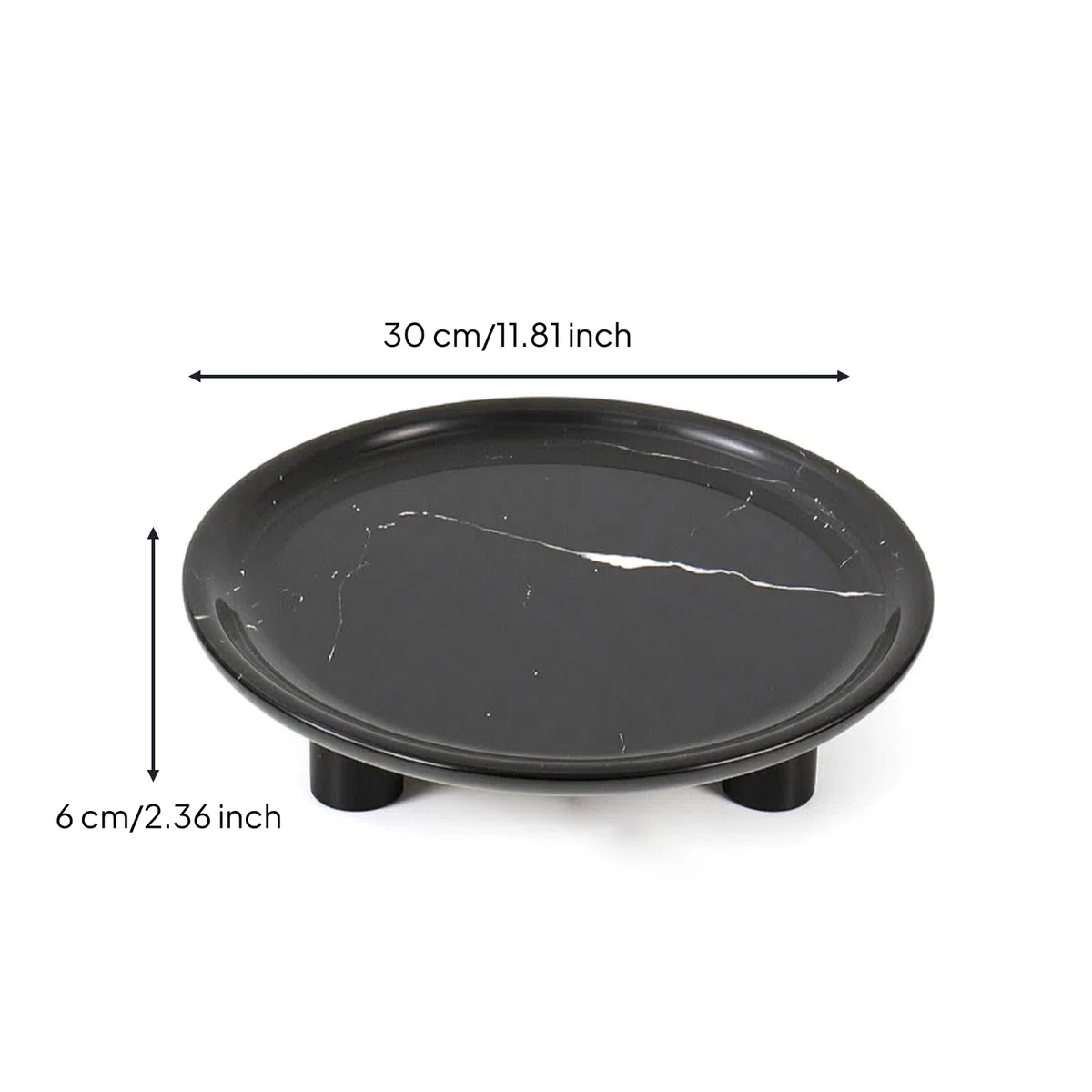 predolo Mármol Multifuncional con Base Triple Morno Tazón para Comedor, 30 Cm
