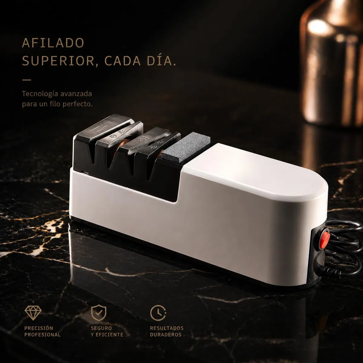 Afilador cuchillo eléctrico, siste-ma de afilado 5 en 1 con espalda recta, Afilador de cuchillos profesional para afilado grueso, reparación y afilado de cuchillos