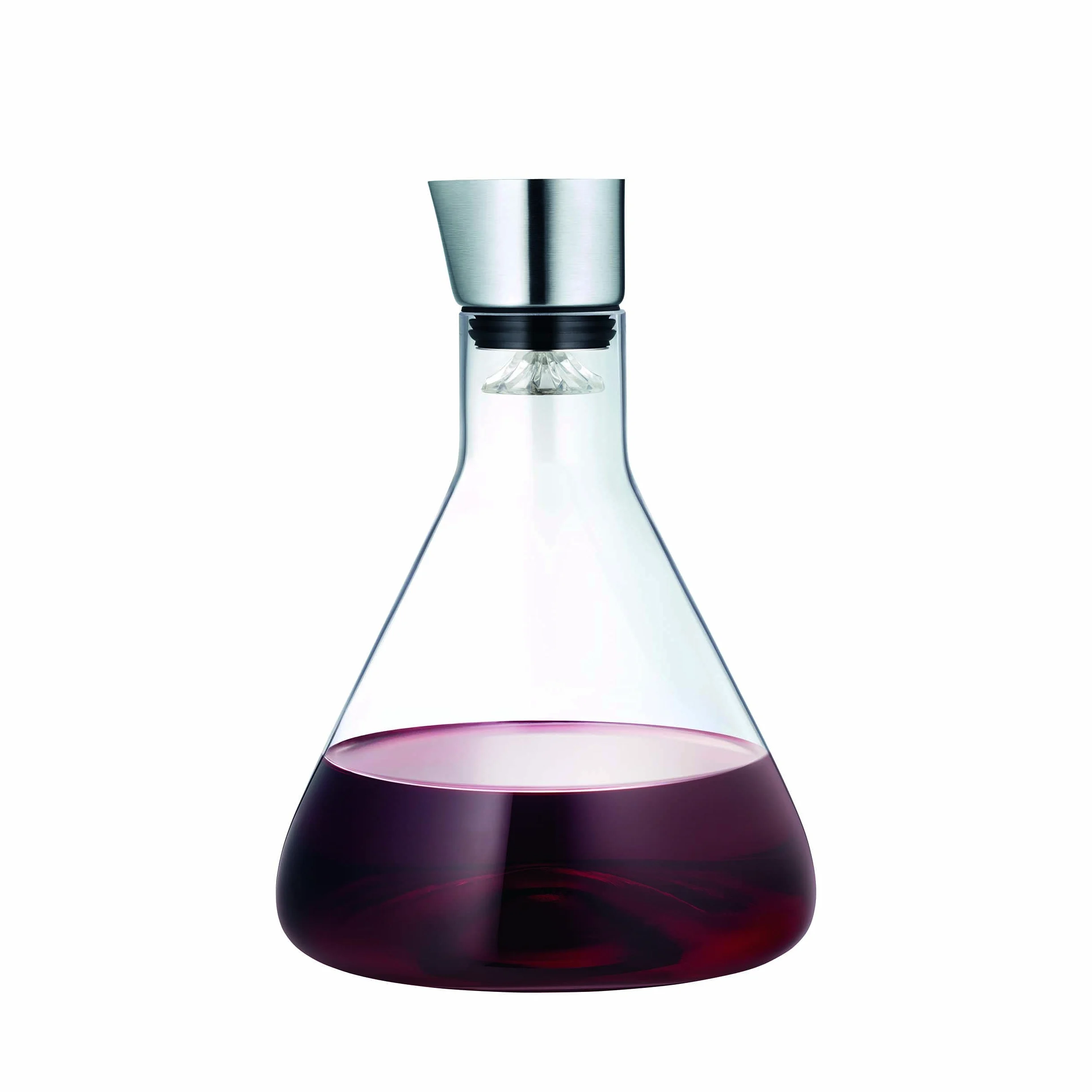 Blomus - Delta - Jarra decantadora de Cristal, cómodo y sin Goteo, Filtro de Vino Inteligente con ventilación, Apto para lavavajillas (Alto x Ancho x Profundidad: 25 x 18 x 18 cm, Cristal/Acero