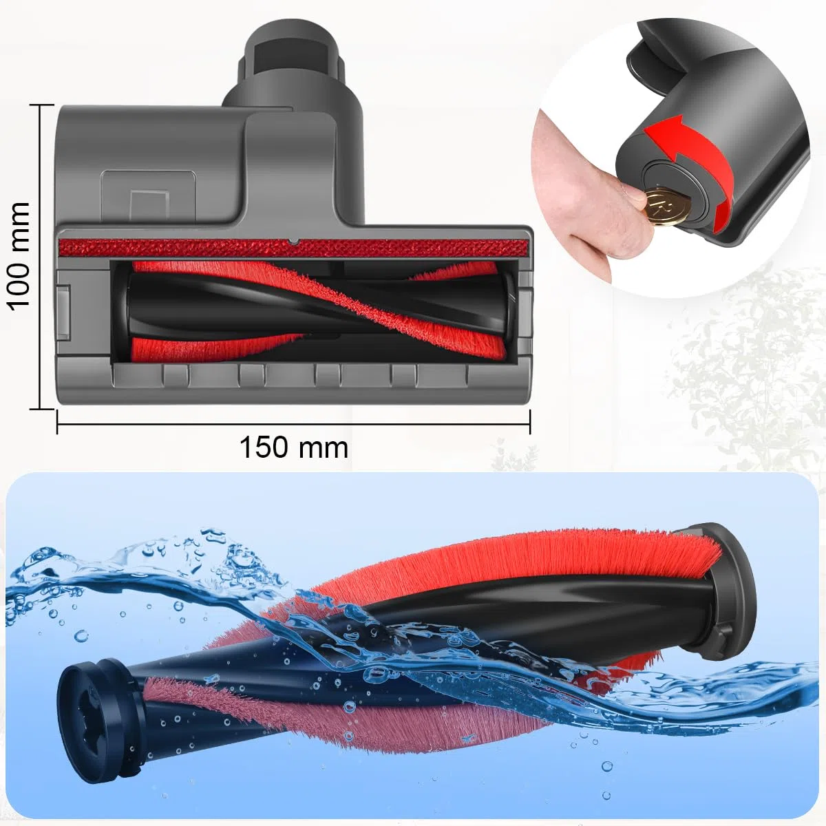 Mini Cepillo Motorizado para Dyson v10 v11 v15 v7 v8, Mini Boquilla Turbina para Colchones de Limpieza, Tapicería y Escaleras