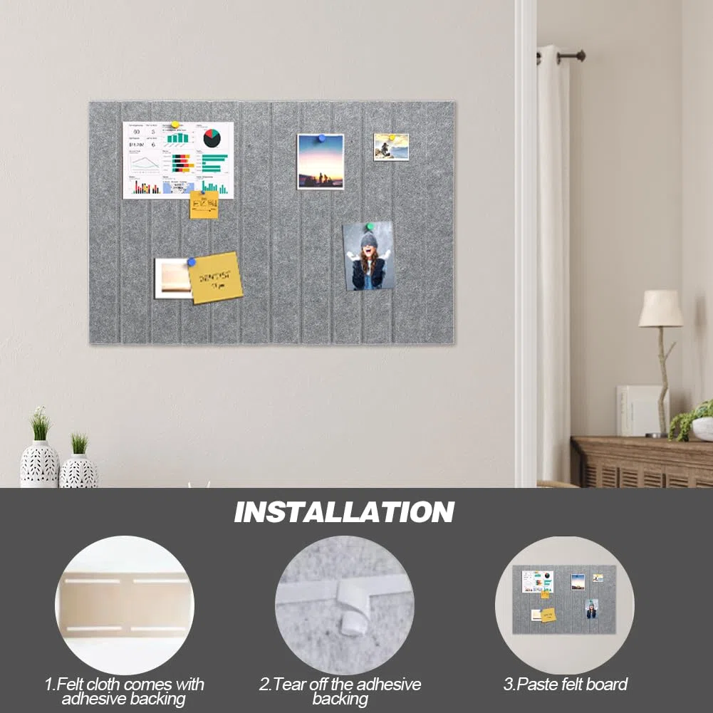 Gohytal 60 x 40 cm pequeño tablón de anuncios grande decorativo de fieltro, tablero de pines de 0,9 cm de grosor, pared de corcho, pizarra plegable con cinta adhesiva autoadhesiva para salón