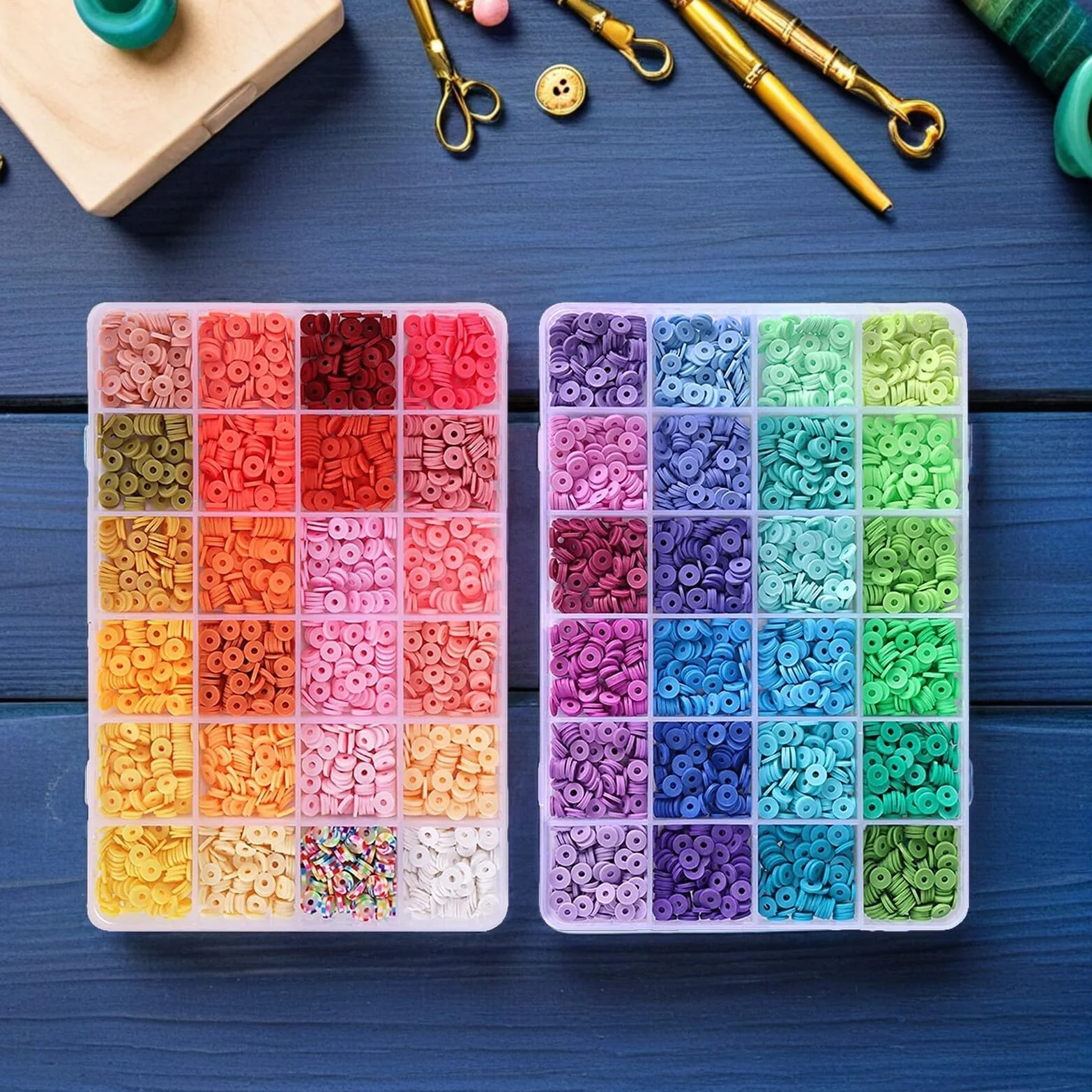 DOITOOL Kit de Pulseras y Juego de Cuentas de Arcilla Polimérica Caja de Almacenamiento, Abalorios DIY para Manualidades