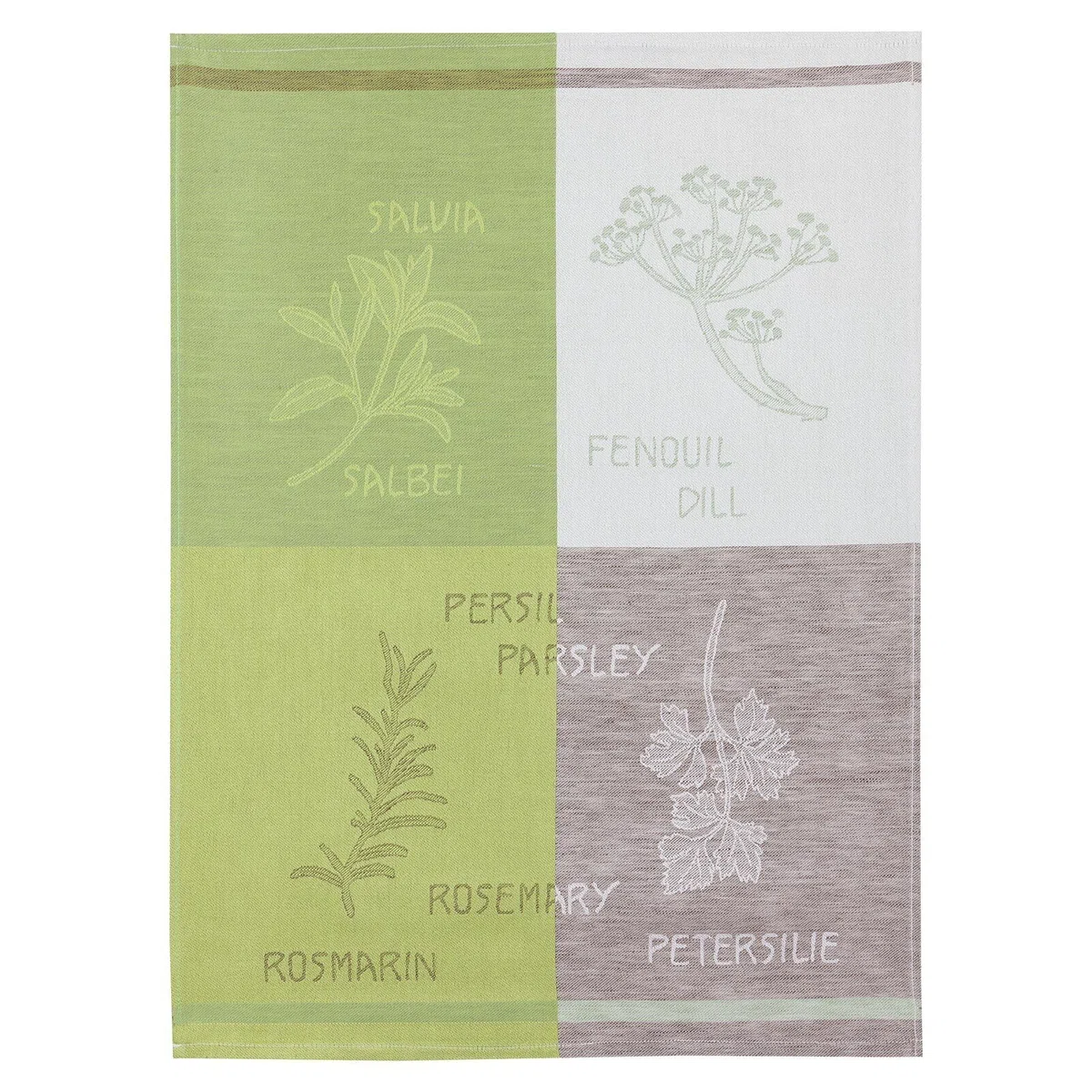 3 unidades Jacquard – Trapo, mitad de lino, TRIOLINO, cocina hierbas, tres colores diferentes, 50 x 70 cm