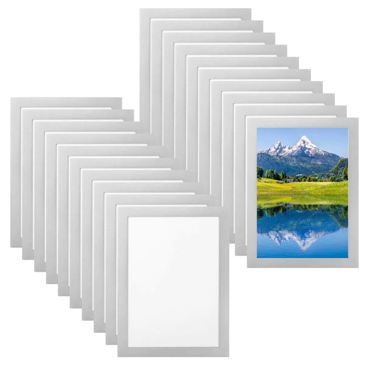 20 Piezas Marco Magnetico A5, Marco A5 de PVC Transparente Autoadhesivo 180 x 240 mm, Portadocumentos Pared Color Plata para Carteles, Avisos, Fotos, Oficina y Tienda