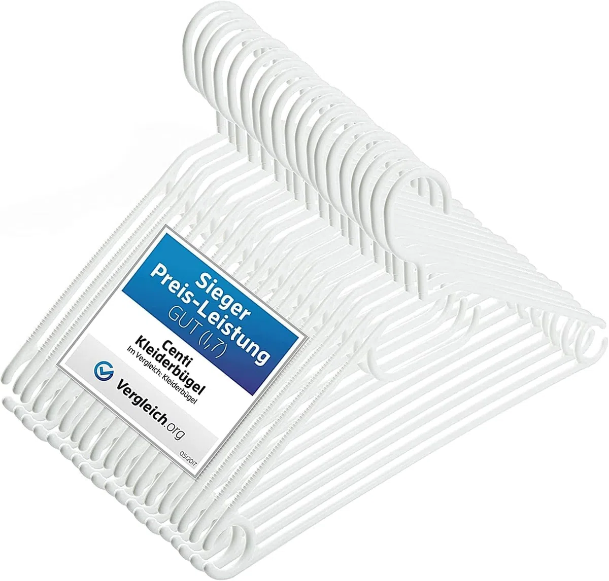 2friends 50 perchas de plástico blanco con ganchos giratorios, 41 cm de plástico blanco, 50 perchas fabricadas en la UE, material 100% reciclado, modelo Lea