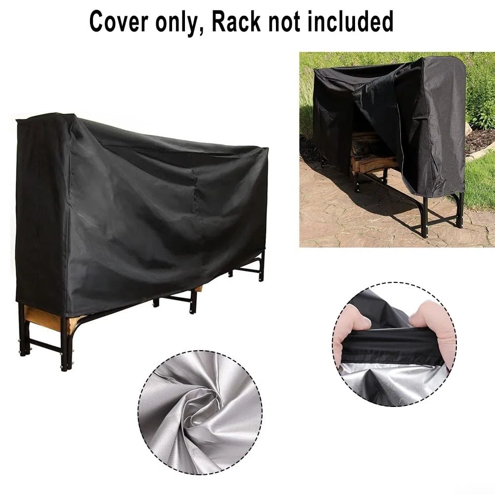 Cubierta para leña de 8 pies, impermeable, resistente al agua, tela de PVC Oxford, protector de soporte de madera para exteriores con asas reforzadas y rejillas de ventilación dobles para