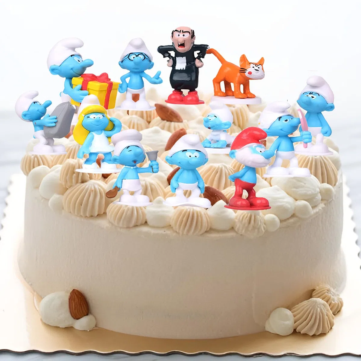 Figura de pitufo Cupcakes, 12 piezas The Smurfs Cake Topper Mini Figuras de Pitufos Mini Pastel Decoración Fiesta Decoración de cumpleaños para Niños