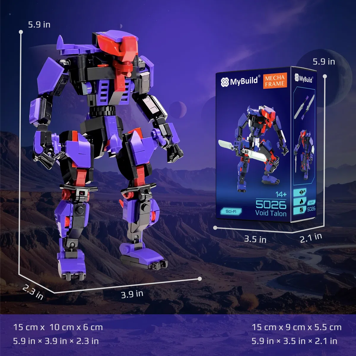 MyBuild Sci-Fi Void Talon 5026 - Unidad de villano Mech con cuchillas dobles | Modelo de robot articulado | A partir de 14 años