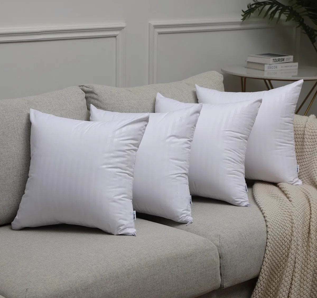 Paquete de 4 protectores de almohada a prueba de plumas de 20 x 20 pulgadas, funda impermeable para almohadas cuadradas de plumón de ganso de 20 x 20 pulgadas