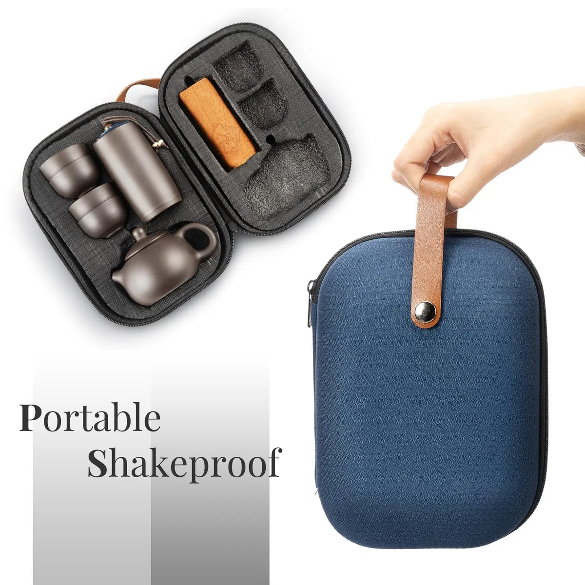 Juego de Té Chino Portátil Juego de Té Gongfu Kung Fu, Bolsa de Regalo Portátil Todo en Uno para Viajes, Regalos para El Hogar la Oficina y Actividades al Aire Libre