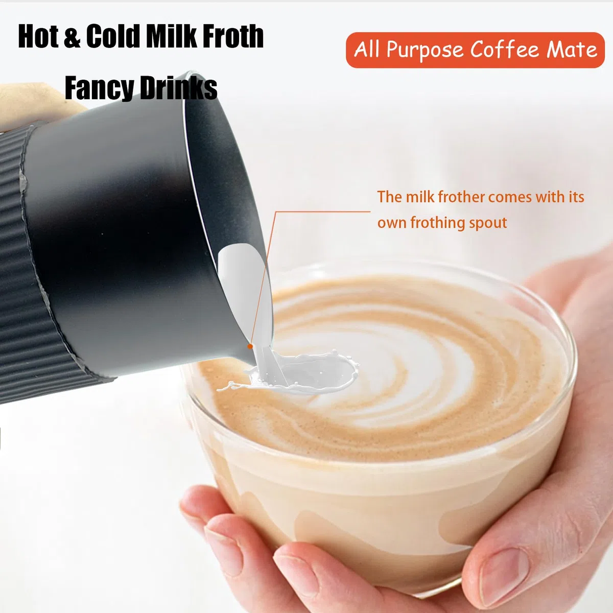Cafetera espresso con espumador de leche y vaporizador (negro)