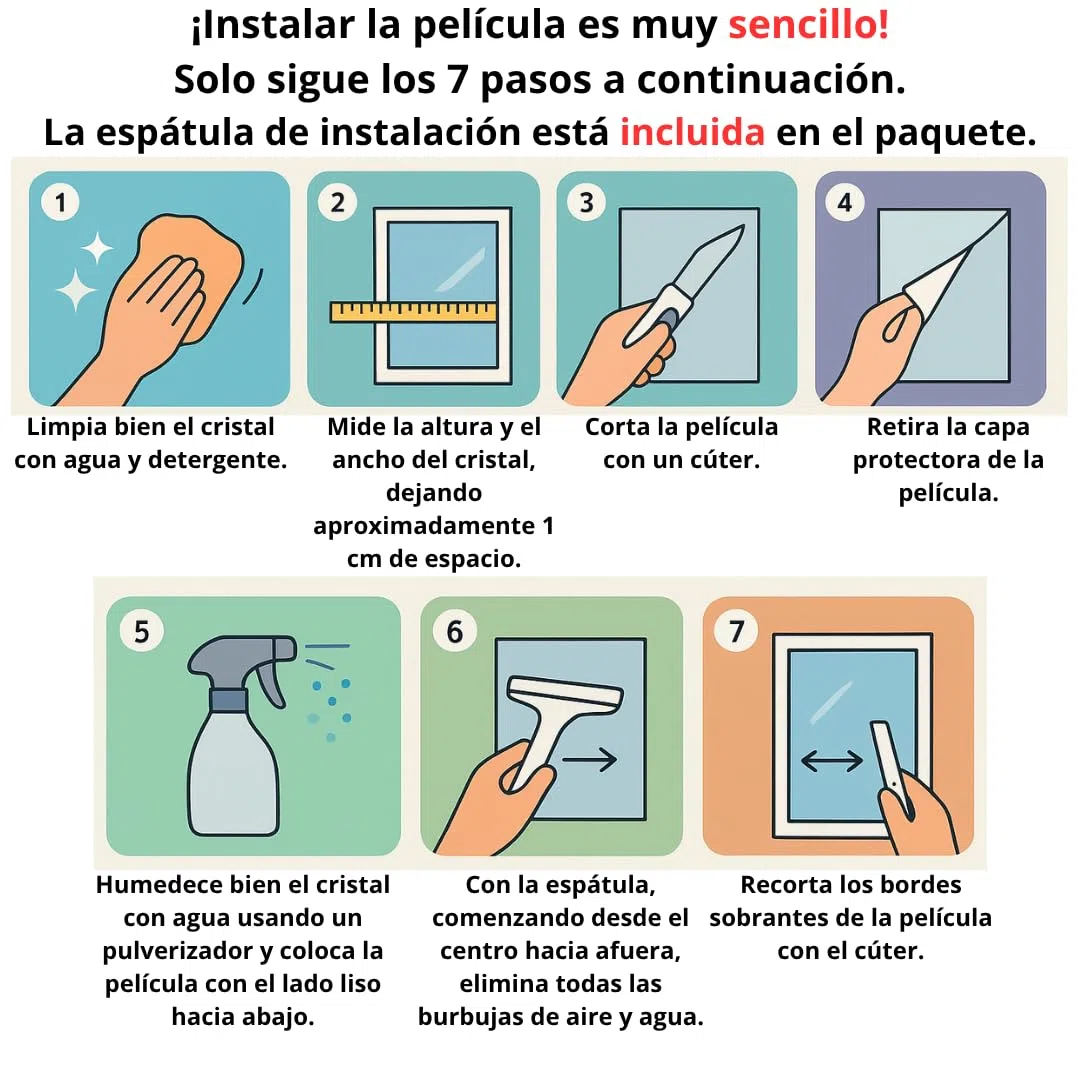 Película para Ventanas de Espejo, TAMBIÉN EN TAMAÑOS Grandes (60 x 200 cm), Unidireccional, Reflectante, Privacidad, Blackout, UV 99%, Regulación de Calor, Vidrio (Plata - con Adhesivo)