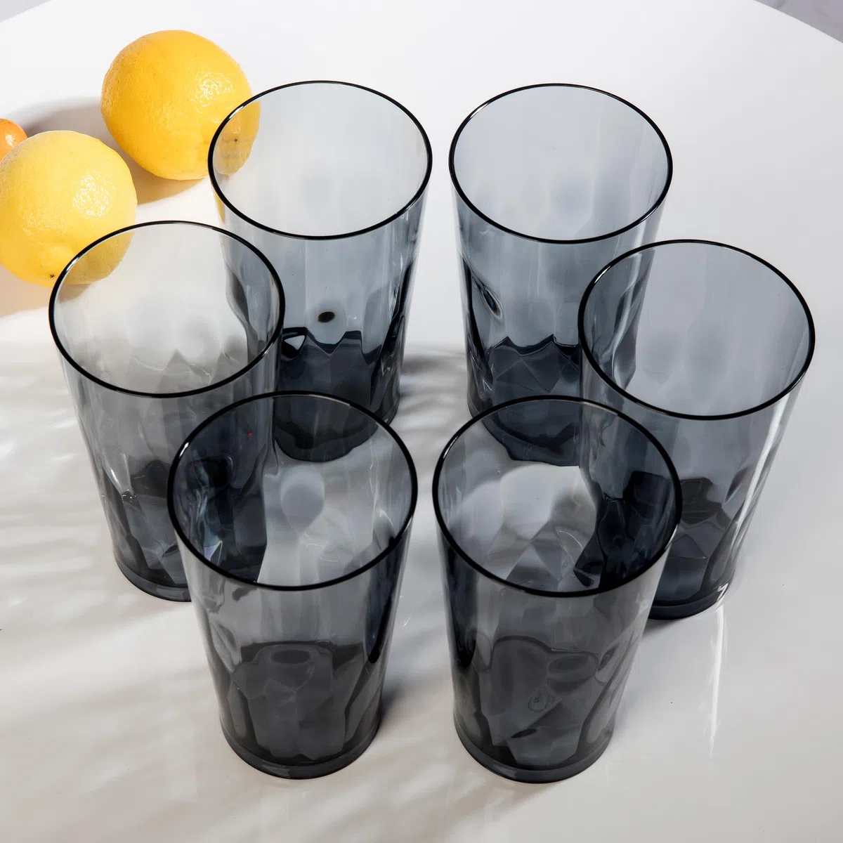 JGIRL Vasos de plástico irrompibles, juego de 6, vasos inastillables, vasos de vidrio de plástico, vasos de plástico de 16 onzas, aptos para lavavajillas (gris)