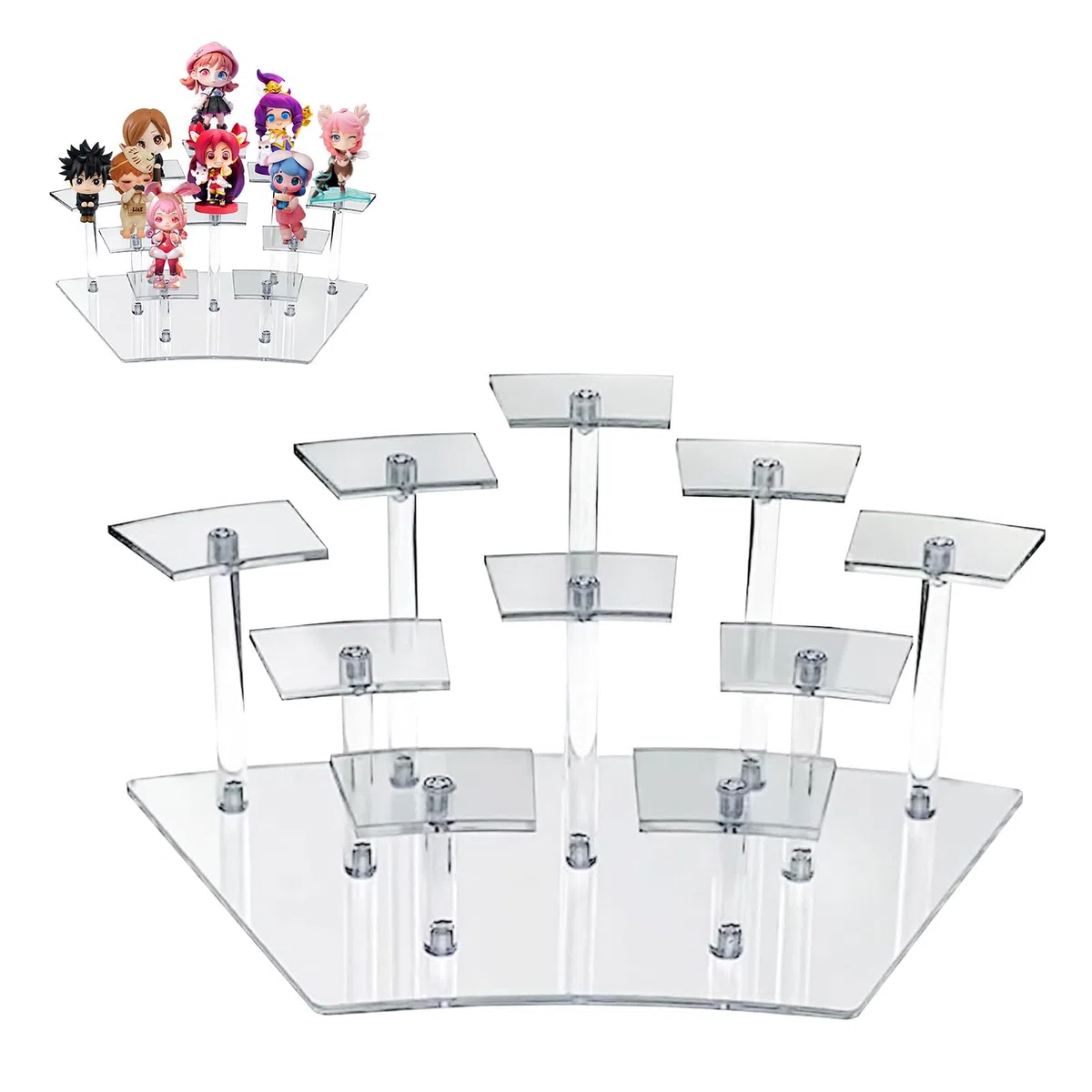 Exhibición de Acrílico,Soporte de Exhibición para Figuras,Pequeño Expositor Armario Organizador para Cosméticos y Coleccionables y Manualidades,Expositores de Escritorio para Perfumes (Transparente)