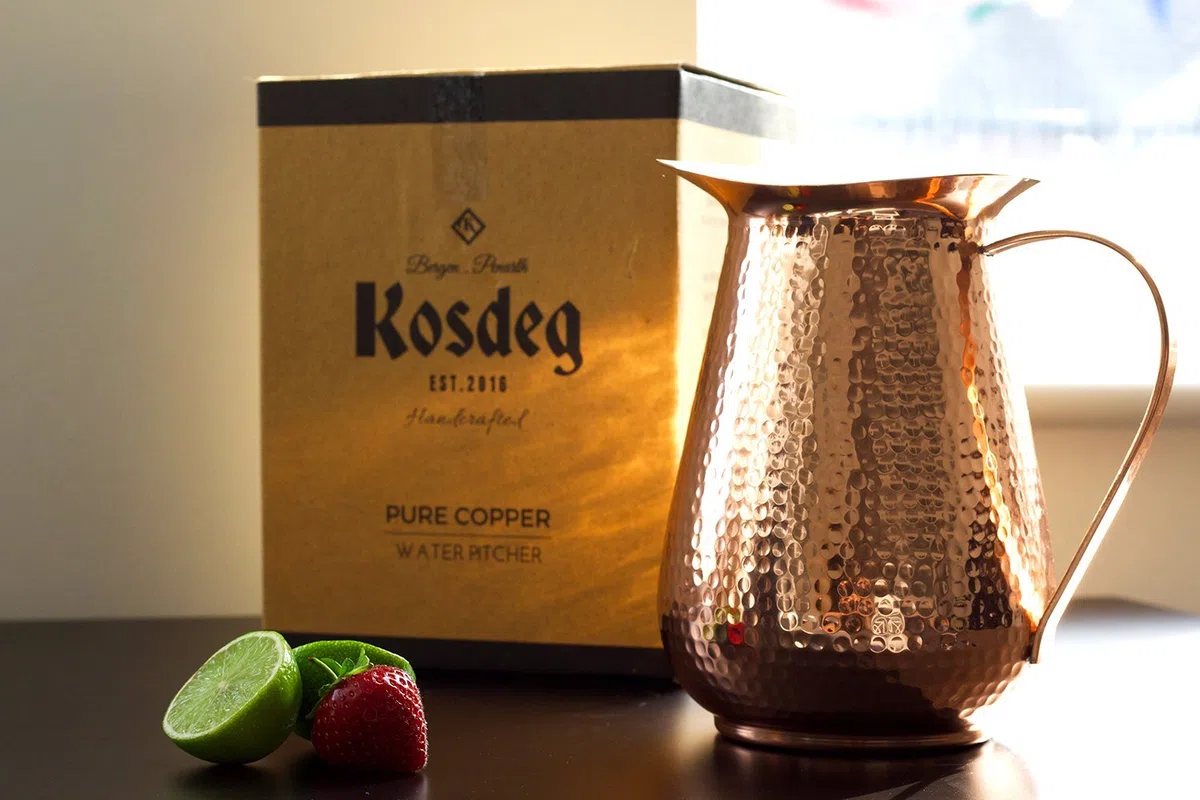 Kosdeg jarra de cobre extra grande 68 oz - jarra de cobre puro