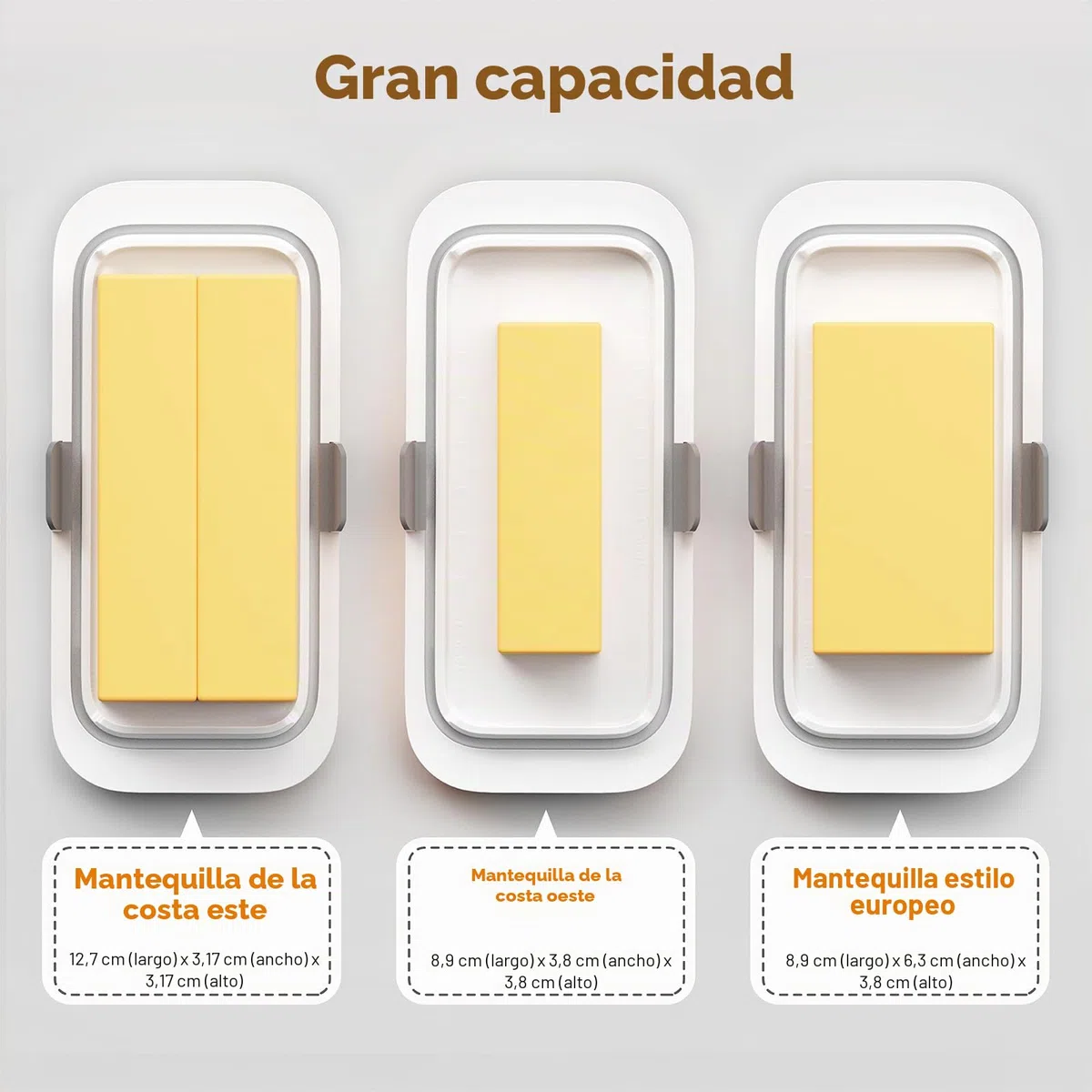 Pisol Mantequera, para 250 gr de manteca, Recipiente Hermético para Mantequilla con Tapa, Diseñado especialmente para mantequillas europeas/Kerrygold/mantequilla francesa