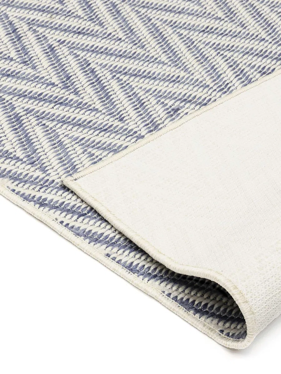 RugVista Amalfi Doormat Felpudo, 80 x 120 cm, Azul/Blanco | Modernas, Rectangular, Pelo corto, Lavado a mano, Oeko-Tex 100, Pasillo