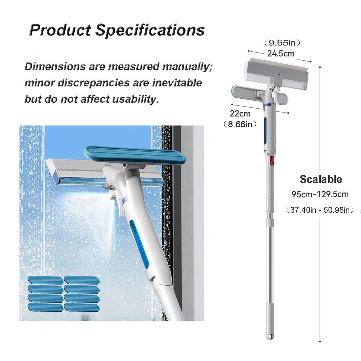 Limpiar Cristales de Ventanas con Depósito de Agua Residual Limpiacristales en Spray de Doble Cara Adecuado para Múltiples Escenarios