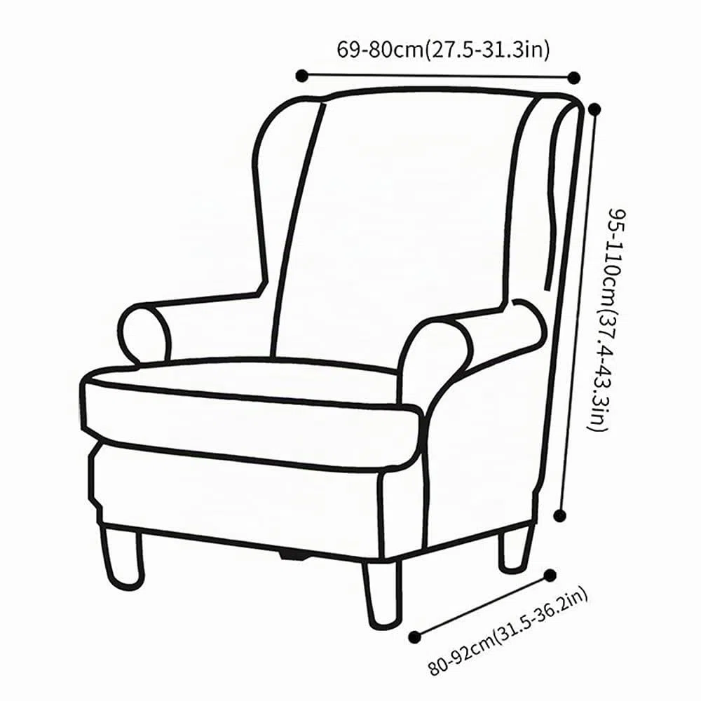 Fundas de sillón orejero elástica 1 Plaza Funda para sillas de Orejas Terciopelo 2 Piezas Fundas para sillas con Respaldo de alas