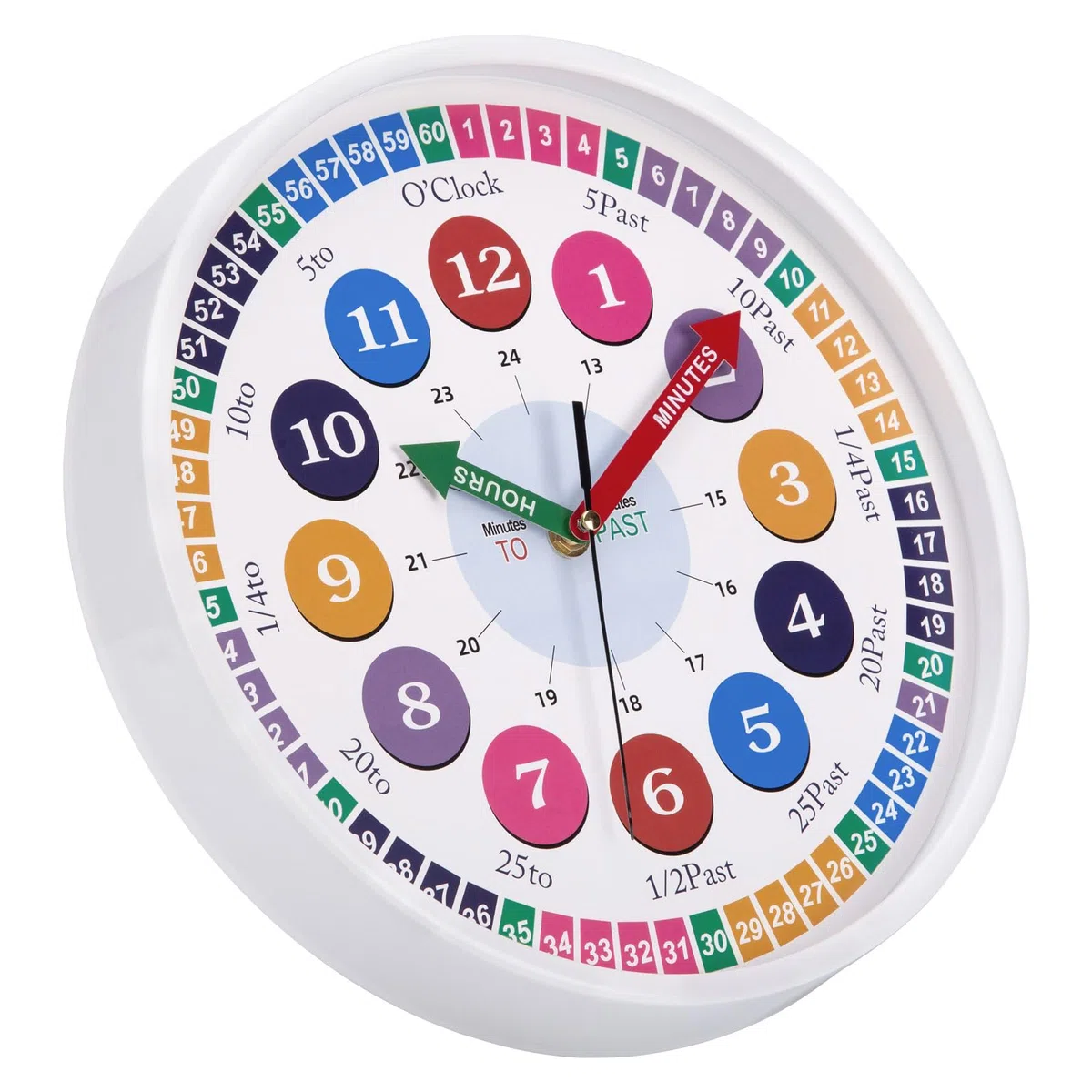 Reloj de Pared para Niños Reloj de Aprendizaje Reloj Infantil para Niños y Niñas Mecanismo Silencioso 30 CM para Habitación de los Niños