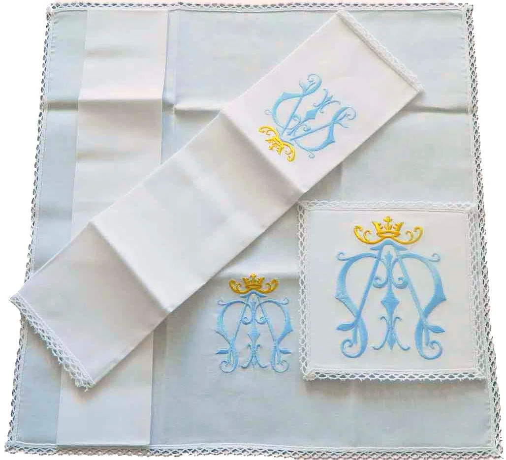 Desconocido Conjunto de altar con el símbolo mariano bordado