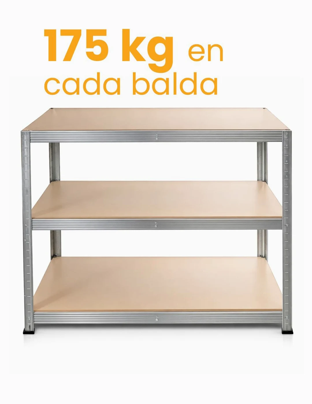 Jardin202 - Estantería Modular de Acero y Madera | Unidad de Almacenamiento de 5 baldas con estantes Ajustables en Altura | 180 x 90 x 40 cm | Peso máximo 875 kg | Pack 2 uds (Plata)