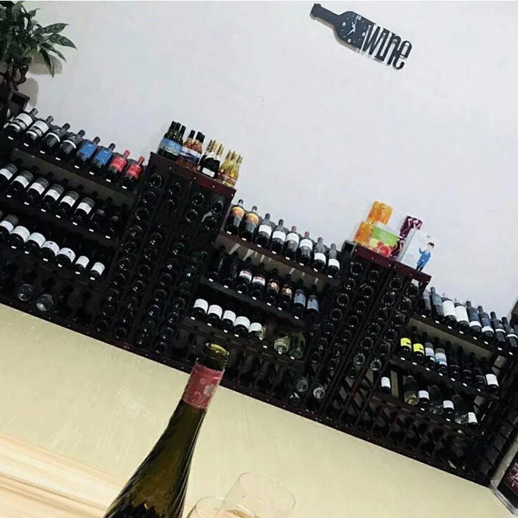 Botellero de madera con soporte para botellas: enfriador de vino de madera para bar/mostradores, armario de partición para botellas de vino Sto Slish Wine Sto Solut