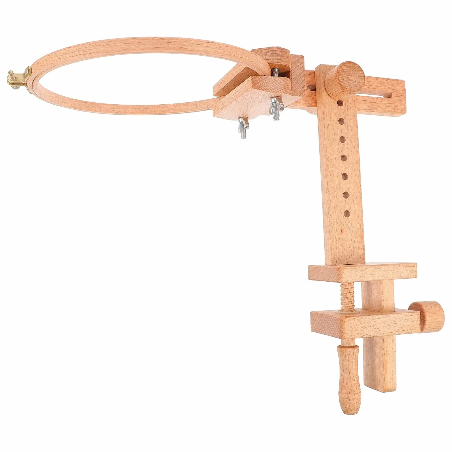 Healeved 360grado Marco de Bordado de Madera para Punto Cruz Giratorio Ángulo y Altura Bastidor de Enrollar para Manualidades para Artesanía DIY