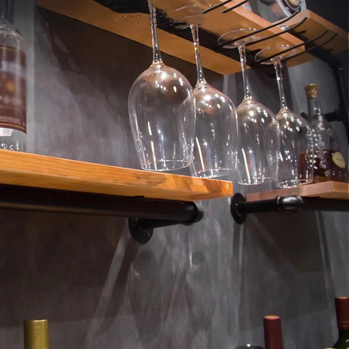 Botellero Enfriador de Vino de Estilo Industrial Creativo, Estante de Vino montado en la Pared for el hogar, Estante de Pared de Tubo de Hierro, decoración Botellero