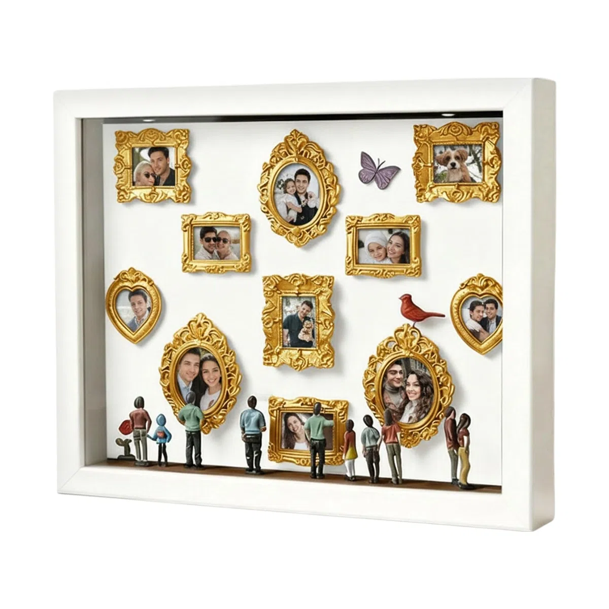 Mini Exhibición De Museo, Kit De Decoración De Memoria Iluminada Con Figuras Bricolaje, Marco Fotos Madera, Marcos De Museos En Miniatura Familiares Para Parejas, Amantes, Amigos, Esposa Y Esposo